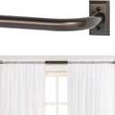 Bronze Wrap Around Curtain Rods 66 to 120 Inch:Blackout Heavy Duty Adjustable Long Window Curtain Rod Room Darkening,Modern Industrial Curved French Return Metal Drapery Rod Easy Install,Brown