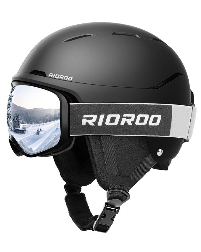 RIOROO Ski Helmet and Goggles Set, Men Women & Youth, Shockproof Snow Helmet Anti Fog OTG Snow Goggles for Skiing Snowboarding Medium