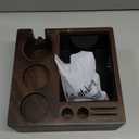 IKAPE V2 Espresso Knock Box, Espresso Coffee Organizer Box Fit for Storage 51mm 53/54mm 58mm Espresso Tamper, Distributor, Portafilter & Puck Screen Accessories, Natural Walnut Station Base (8 IN One)