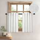 MIULEE White Curtains 36 Inch Length 2 Panels, Soft Thick Linen Textured Semi Sheer Light Filtering Kitchen Window Curtains Over Sink Small Tier for Bathroom Window Back Tab Rod Pocket (26"W x 36"L (Pack of 2), Bleached Linen)