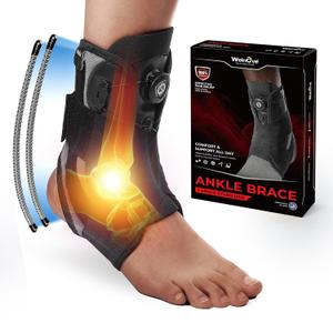 Welnove Ankle Brace: Metal Support for Men & Women, Prevention of Sprained Ankles with Metal Springs, ankle support for menComfortable Compression & Breathable Design, Injury Recovery(1 Unit,L)