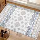 SERISSA 2x3 Rugs for Entryway, Washable Non-Slip Grey Blue Small Area Rug, Soft Low-Pile Boho Geometric Indoor Entry Rug Door Mat Indoor Entrance Front Door Carpet for Bathroom Kitchen Bedroom