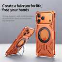 Magnetic Holder Metal Phone Case for iPhone 13 14 15 16 17 Pro Max Plus Hollow Luxury Aluminum Alloy Phone Protective Case (Silver,iphone16pro)