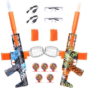 2 Pack Gel Splatter Blasters, Full Auto Electric Splatter Ball Toy, 10 Rounds Per Seconds, 50000+, 600 Hopper, 2 Rechargeable Batteries, Outdoor Activities Team Game Toy for Age 12+ Year Up