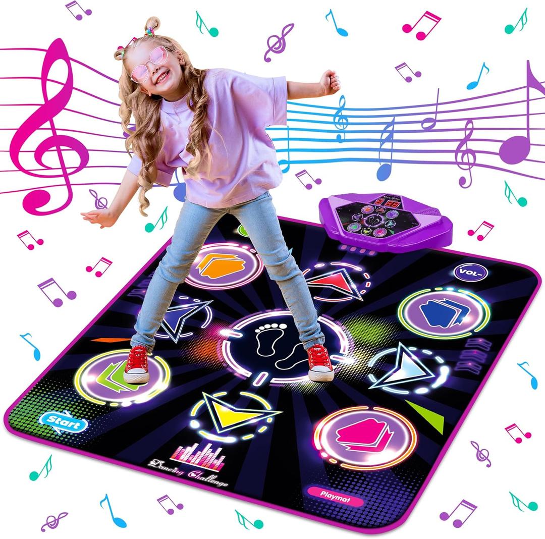 Kusntin Dance Mat for Kids, Adjustable Volume, Builtin Music, 5 Game Modes, Dancing Game Pad for 3 4 5 6 7 8+ Year Old Girls Boys, Dance Toys Gifts, Perfect Xmas Birthday Gift