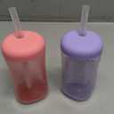 The First Years Squeeze & Sip Toddler Straw Cups - Squeezable Transition Sippy Cup with Silicone Straw - Toddler Feeding Supplies - Pink/Purple/Blue - 7 Oz - 2 Count - Ages 6 Months and Up