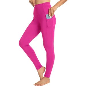 Kcutteyg Yoga Pants for Women with Pockets High Waisted Leggings Workout Sports Running Athletic Pants (Small, Full Length Hot Pink)