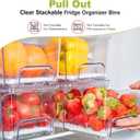4-Pack Refrigerator Drawer Organizer Bins, Clear Stackable Pull Out Fridge Organizers and Storage Container, with Strainer Layer for Fruits, Vegetables, Drinks, Snack and Food