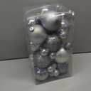 24 Pcs Christmas Balls Set, 30mm/1.18 inch, Christmas Tree Hanging Shatterproof Ornaments Decoration, Pre-Hooked Hanging Balls, Seasonal Home Decoration for Trees (Silver)