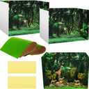 AmazingSpark 2 Set Rainforest Style Diorama Box and Fake Grass Decor, Rainforest Diorama Project Supplies Set, Cardboard Display Case Kit & Artificial Grass with Double Sided Tapes for DIY Crafts Toys