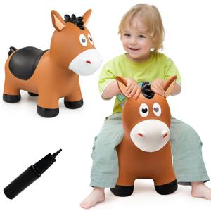 VangeBow Bouncy Horse for Toddlers 1-3, Inflatable Jumping Bouncy Animal Hopper Toys for 1 2 3 4 5 Year Old Girl Boy Kid First Birthday Gift, Outdoor Indoor Soft Play Equipment Bouncer (Pump Included)