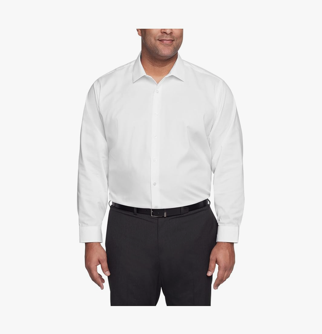 Men's Big and Tall Solid Dress Shirt, 20" Neck 35"-36" Sleeve