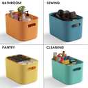 ORGIDOL 12 Pack Colorful Plastic Storage Bins, Storage Container for Organizing, Colored Storage Boxes with Handle for Shelves, Cute Organizer Bins for Craft, Snacks, Cabinet, 9.69x6.7x5.7 inch