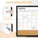 Monthly Dry Erase Calendar Whiteboard with Corkboard, 30" x 20", Black