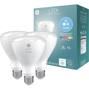 GE LED+ Color Changing LED Light Bulbs with Remote, 8.5W, No App or Wi-Fi Required, BR30 Indoor Floodlights (3 Pack)