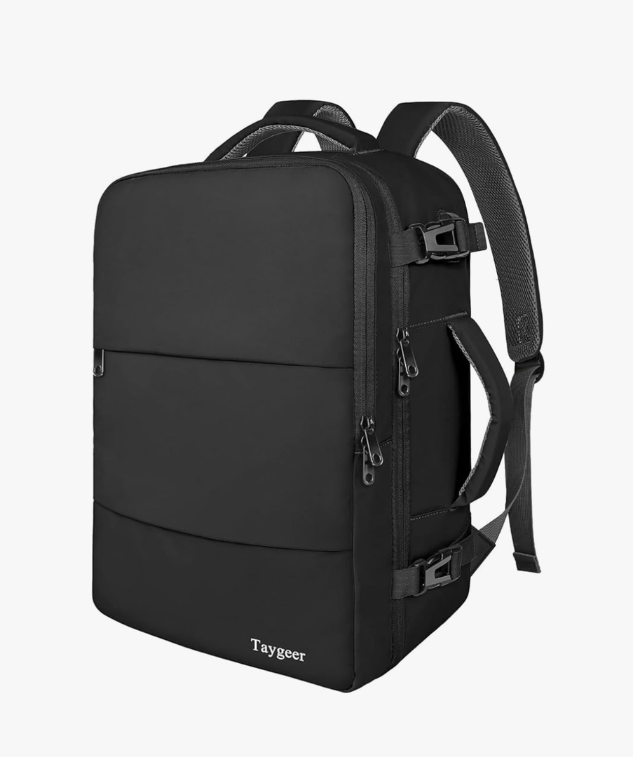 Taygeer Travel Laptop Backpack for Men Women, Airplane Approved Travel Backpack Suitcase with Usb Charging Port, Lightweight College 35l Luggage Bag 15.6inch Laptop Mochila Gifts for Business,Black