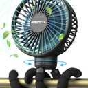 FRIZCOL Stroller Fan for Baby - Portable Fan Rechargeable - Battery Operated Fan(Use for 24Hrs) - Fan for Handheld/Clip On/Car Seat/Desk/Camping (Black)