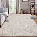 9x12 Area Rug Large Machine Washable Rug for Living Room Print Braided Accent Rug Stain Resistant Non-Slip Carpet Farmhouse Solid Printed Textured Floor Cover for Home Decor, Beige/Grey