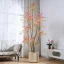 7.2ft Faux Bamboo Tree Artificial Nandina Tree Artificial Indoor Plants Realistic Fake Potted Tree with 800+ Leaves, Cement Planter - Home Office Decor Perfect for Housewarming Gift Non-Toxic