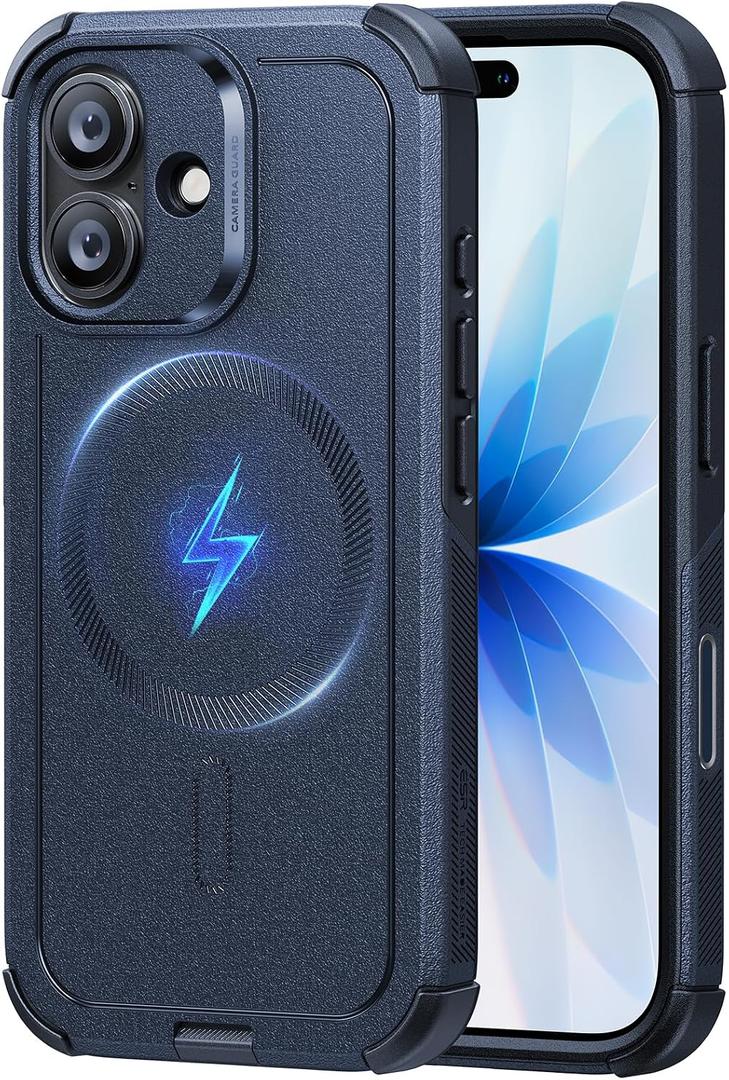 ESR for iPhone 17 Phone Case, 23ft Military-Grade Drop Protection, Shock-Absorbing Rugged Cover, MagSafe Accessories Compatible, Cyber Series, Navy Blue