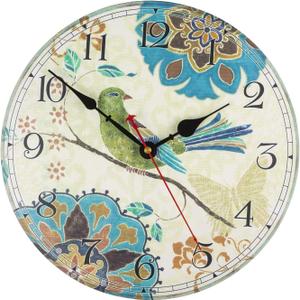 Silent Wall Clocks Non Ticking Decorative Clock for Bedroom Living Room Kitchen Wood Cabin Farmhouse Round Wall Decor 30cm