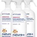 ATTITUDE Fruit & Vegetable Wash, Unscented Food-Safe Produce Wash to Remove Dirt, Wax & Residue, Vegan Plant-Based Produce Cleaner, 27.1 Fl Oz (Pack of 3)