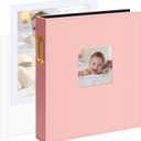 Vienrose 8.5x11 Inch Large 3 Ring DIY Scrapbook Photo Album Leather Cover Scrap Book Albums Blank Scrapbooks Photobook with 50 Plastic Sleeves 100 Pages for Wedding Baby Family Anniversary (Pink)
