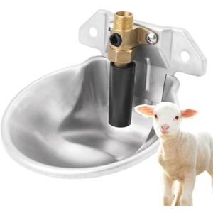 Stainless Steel Sheep Automatic Water Drinking Bowl Drinking Troughs,Livestock Water Bowl with Copper Valve,Automatic Waterer for Goat Calves Cattle Pig Dog Piglets