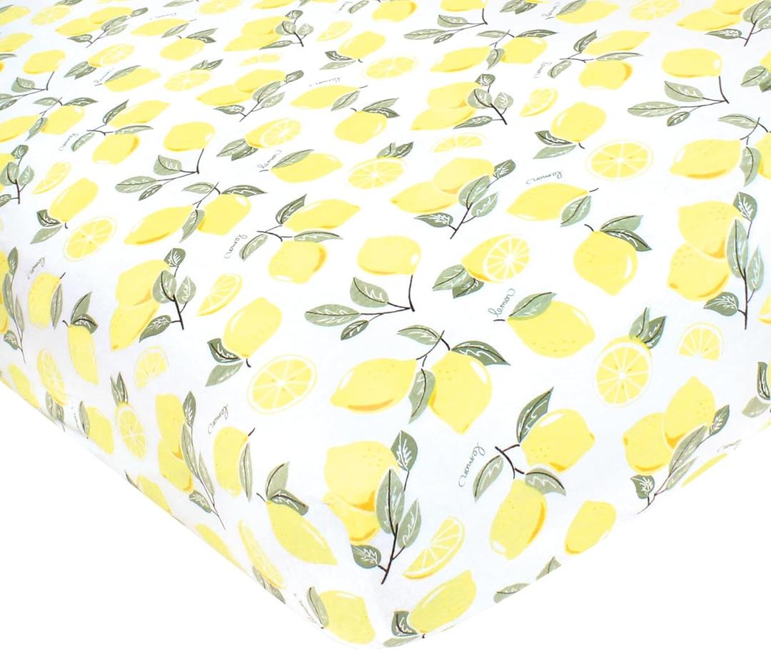 Hudson Baby Unisex Baby Cotton Fitted Crib Sheet, Lemon, One Size