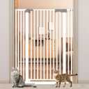 51'' Extra Tall Cat Gate Barrier for Doorways Hallways, Pressure Mounted Pet Dog Gates No Drilling Auto Close, Cat Fence Indoor Climb Proof 30-40.9'' Wide (White)