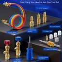 Orion Motor Tech AC Gauge Set, 3-Way AC Manifold Gauge Set for R410A R32 R22 R454B Refrigerant with 5ft Hoses, A/C Gauge with R410 R12/R22 Safety Valves R410A R32/R454B Adapters Valve Core Wrench