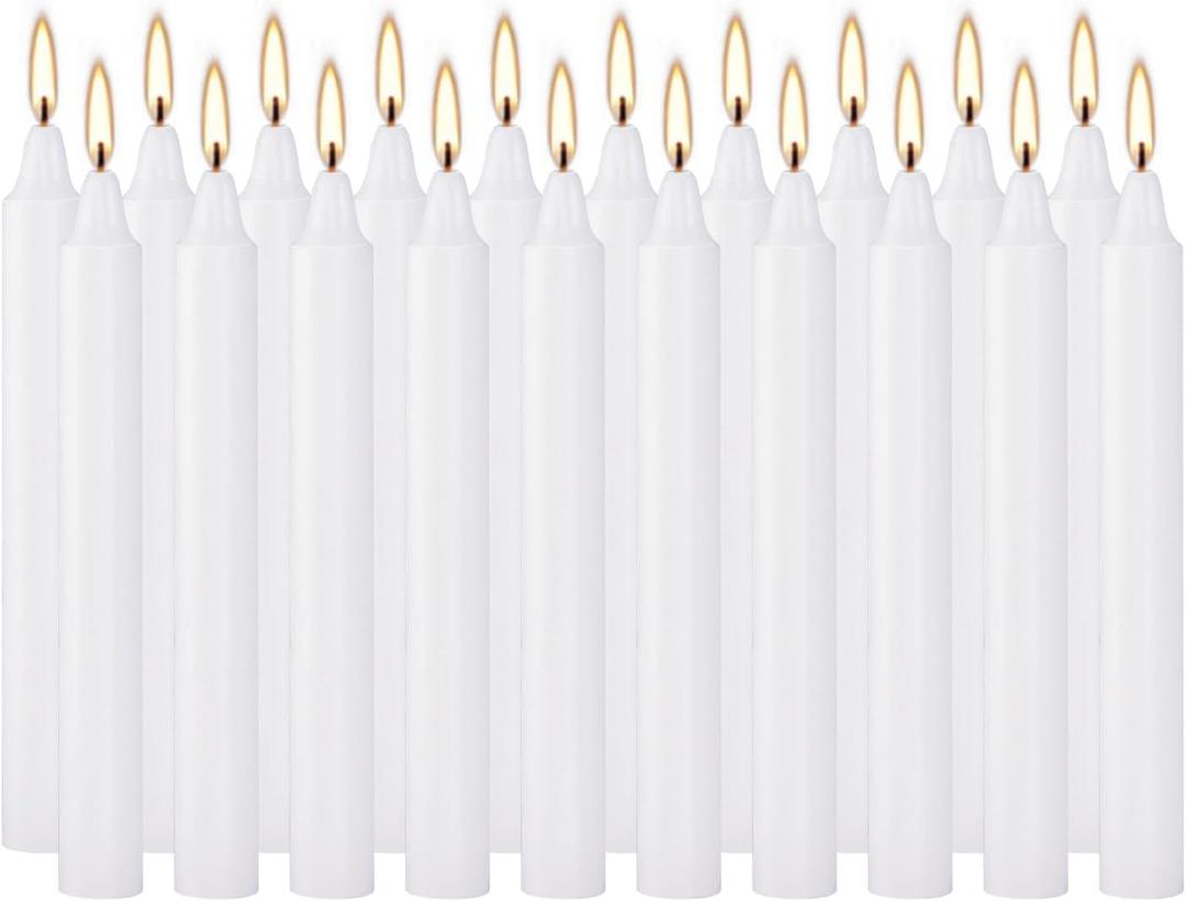Pliadvbu Set of 20 White Candles Mini Unscented Taper Candles for Christmas,Household, Wedding, Rituals, Prayer, Birthdays, Meditation, Altar,Party and Home Dcor Candlesticks - 4 Inch Tall