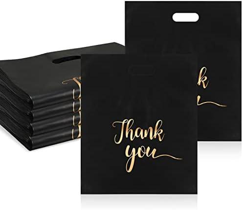 200pcs 16x18in Thank You Bags Set - Reusable Plastic Boutique Bags with Die-Cut Handles for Gifts, Shopping, Parties & Business