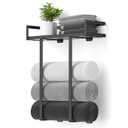 Towel Racks for Bathroom Wall Mounted, Xstydes Metal Towel Holder with Wooden Shelf for Folding Large Towels, Towel Storage for Small Bathroom Organizer Decor or RV Camping, Black