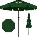 AreShark 9FT 3-Tiers Patio Umbrella with Valance, Outdoor Umbrellas with Crank/Tilt, Table Market Umbrella Vented w/ 8 Sturdy Ribs for Garden, Deck, Backyard, and Pool, Dark Green