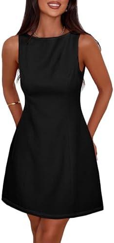 PRETTYGARDEN Womens Formal Short Dresses 2026 Summer Sleeveless Boat Neck A Line Elegant Mini Cocktail Party Dress Medium