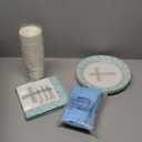 144 Baptism Decorations Party Supplies - Blue, Includes Disposable Paper Plates, Napkins, Cups, & Cutlery, For Easter Party, Baptisms, First Communion, Christening & More, Serves 24