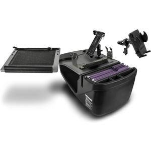 AutoExec Reach Desk Front Seat Car Desk and Portable Workstation Printer Stand, Tablet Mount and Phone Vent Clip, Grey
