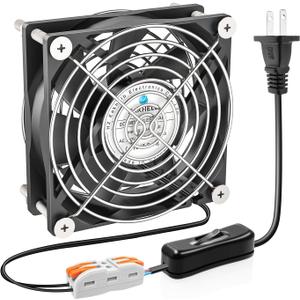 80mm EC Brushless Fan, 80x80x25mm Dual Ball Bearing, AC 110V 120V 220V 240V Cooling Fan with AC Plug Switch Cable, for DIY Cooling, Electronics Equipment, PC CASE Cooling, Server Cooling