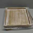 MAONAME Wood Serving Tray, Farmhouse Wooden Tray for Coffee Table, Rustic Square Trays with Beads, Washed White Decorative Trays for Living Room, Kitchen, 12" X 12" X 1.6"