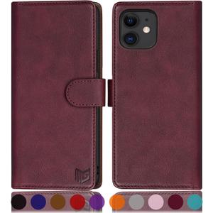 SUANPOT for iPhone 11 6.1 inch (Non 11 Pro 5.8") Leather Wallet case with RFID Blocking Credit Card Holder, Flip Folio Book Phone case Shockproof Cover Pocket for Women Men Lady for Apple 11 case