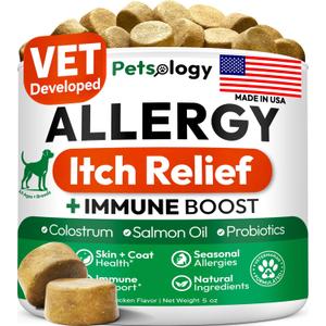 Dog Allergy Relief Chews Anti Itch & Itchy Skin Support for Dogs 70 Count, BB: 01/2029