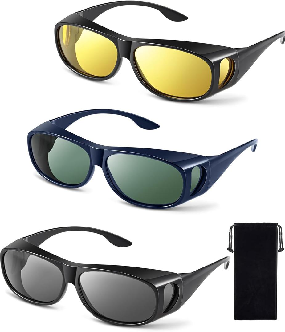 Frienda 3Pcs Fit Over Sunglasses Men Women Polarized Lens Wrap Over Glasses Driving Sport Oversize Eyeglasses