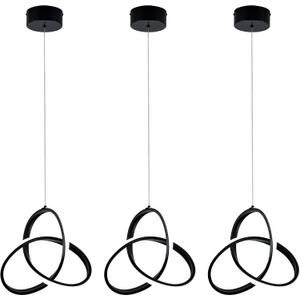 MAYNA Modern Spiral Led Chandelier, 4000K Pendant Light Kitchen Island, 18W Adjustable Height Island Light Fixture for Kitchen Bedroom Kitchen Island Cafe, 3 Pack (Black)