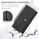 TwoHead for Samsung Galaxy S25 Edge Wallet Case with Card Holder, Detachable Magnetic Phone Case for S25 Edge,PU Leather All-Round Protective Phone Cover with Wrist Strap,6.7 in,Black