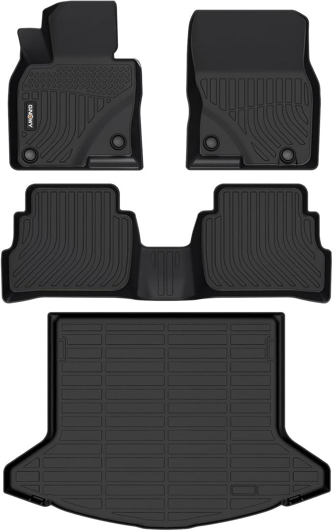 GINOWY- Floor Mats & Cargo Liner for Mazda CX-5 2023-2025, TPE All Weather Protection Car Mats for Mazda CX5 2024 Non-Slip Trunk Mat Floor Liners Waterproof Accessories Mats Black