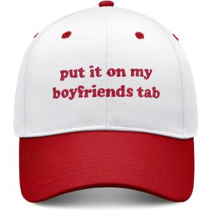 Put It On My Boyfriends Tab Hat, Funny Vintage Trucker Hats Adjustable Cap for Men Women Classic Baseball Cap