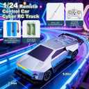 Remote Control CarAll Terrain 2.4GHz RC Truck for 3-12 Year Old Boys, Electric Vehicle RC Car with LED Lights for Kids, Birthday Gifts for Kids (Silver)