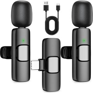 Wireless Lavalier Lapel Microphone for iPhone  Mini Bluetooth Mic with Reverb, Portable Clip-on Mic for Video Recording, Vlogging, Podcast, Interviews, TikTok, YouTube (Black)