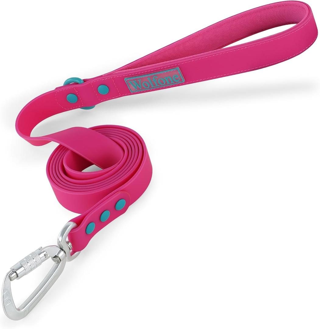 6ft Safety Auto-Lock Carabiner Dog Leash Soft Handle Waterproof Cute Colored Leash for Dogs Pink Peacock (6ft*4/5in)